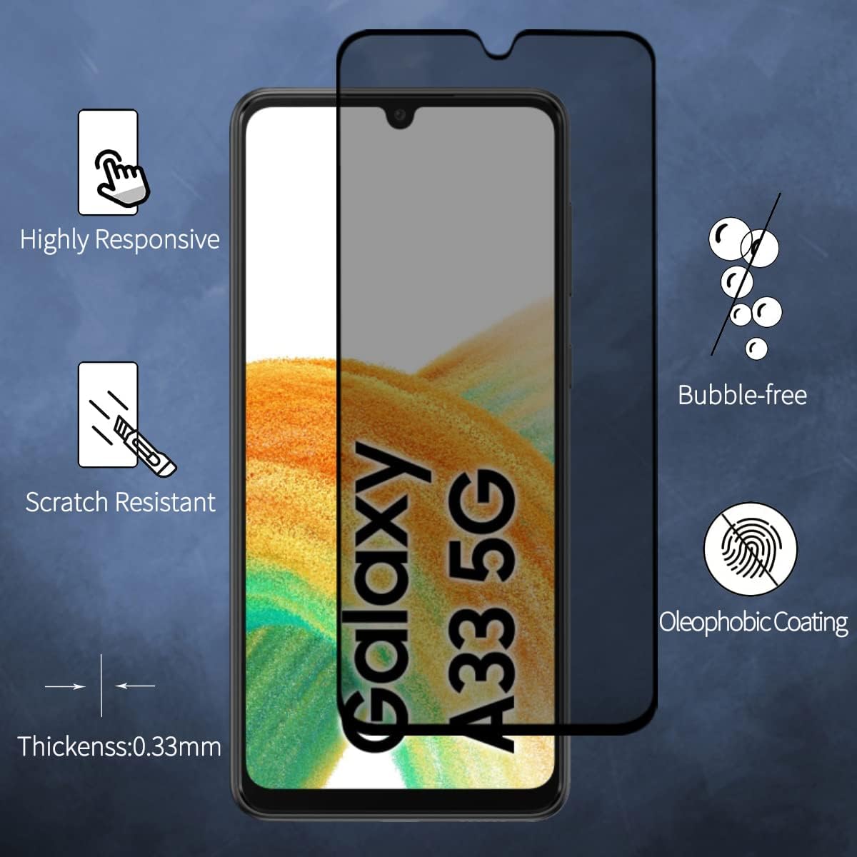 Pellicola PRIVACY in VETRO TEMPERATO per SAMSUNG GALAXY A33 5G - COPERTURA COMPLETA