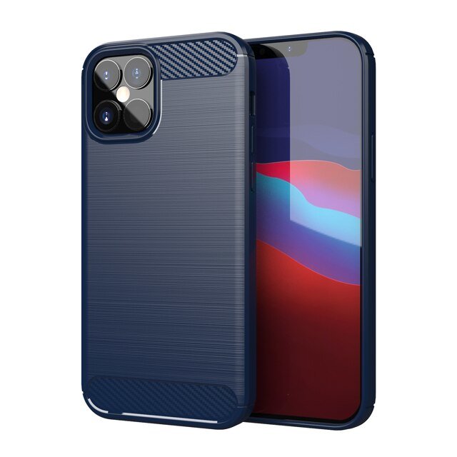 FUNDA CARBON LOOK para APPLE IPHONE 12 / 12 PRO AZUL