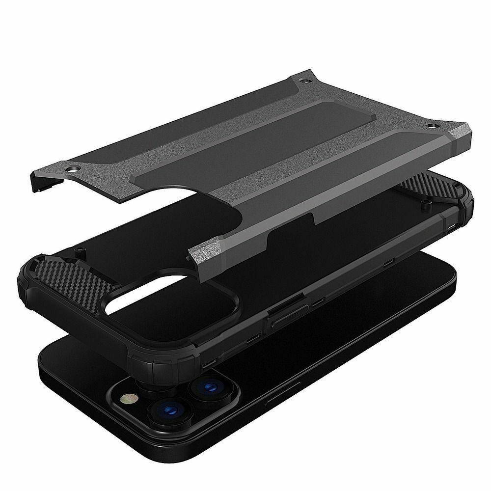 FUNDA BLINDADA PARA IPHONE 13 PRO - COLOR NEGRO BLINDADO FUERTE