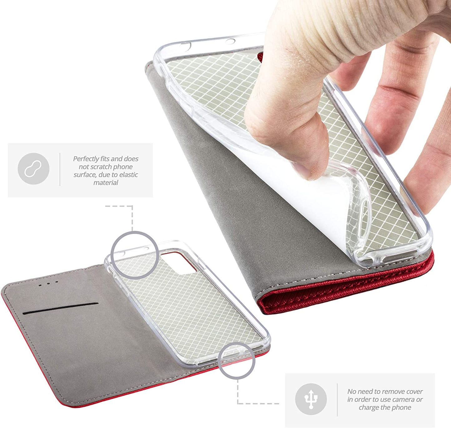 Smart Magnet booklet cover for Samsung Galaxy S20 RED 