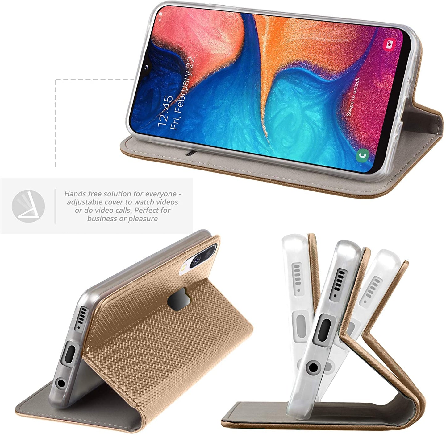 Smart Magnet booklet cover for Samsung Galaxy A20s GOLD 