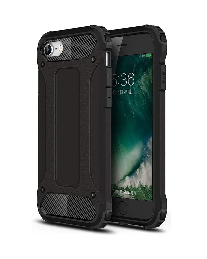 FUNDA BLINDADA PARA IPHONE SE 2020 / SE 2022 - BRAZO RESISTENTE COLOR NEGRO