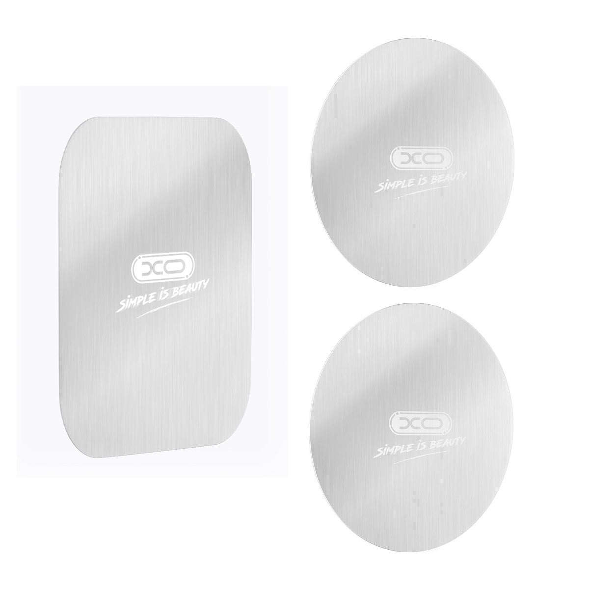 SET OF 3 XO PLATES FOR MOBILE PHONE METAL SILVER ADHESIVE Magnetic Support XO-Y2 